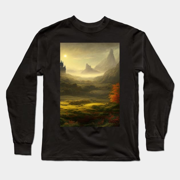 Sunset Highlands Castle Long Sleeve T-Shirt by Rios Ferreira